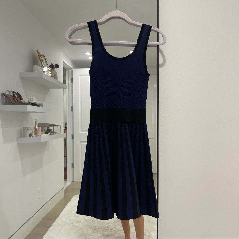 BCBG MAXAZRIA blue and black formal dress
